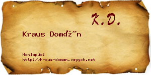 Kraus Domán névjegykártya